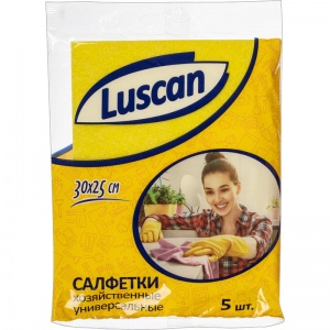 Салфетка хозяйственная Luscan (30х25см) вискоза 60-70 г/кв.м, 5шт.